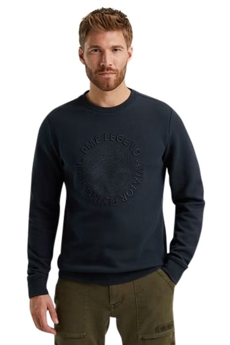 PME Legend trui ronde hals donkerblauw effen