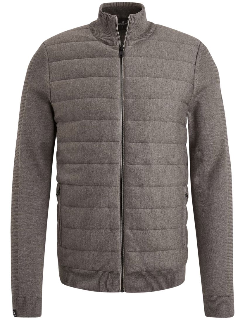 Vanguard vest beige effen katoen outdoor rits hoge hals