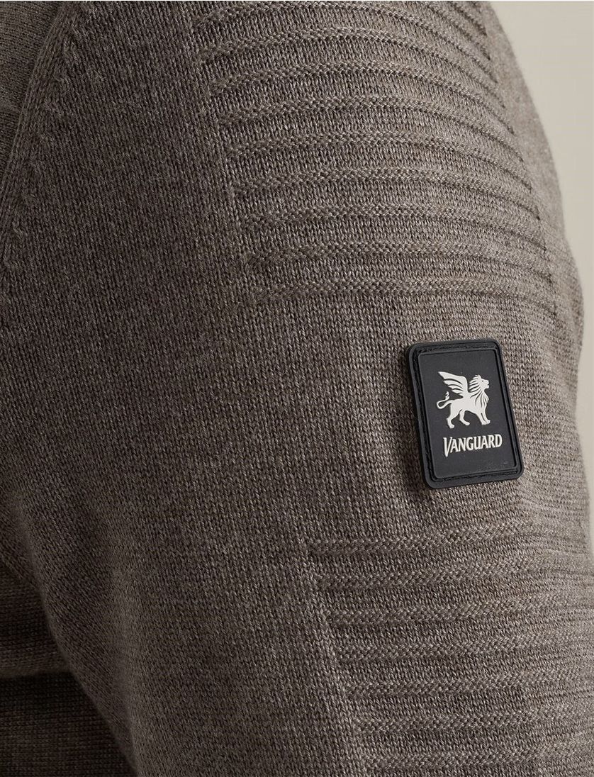 Vanguard vest beige effen katoen outdoor rits hoge hals