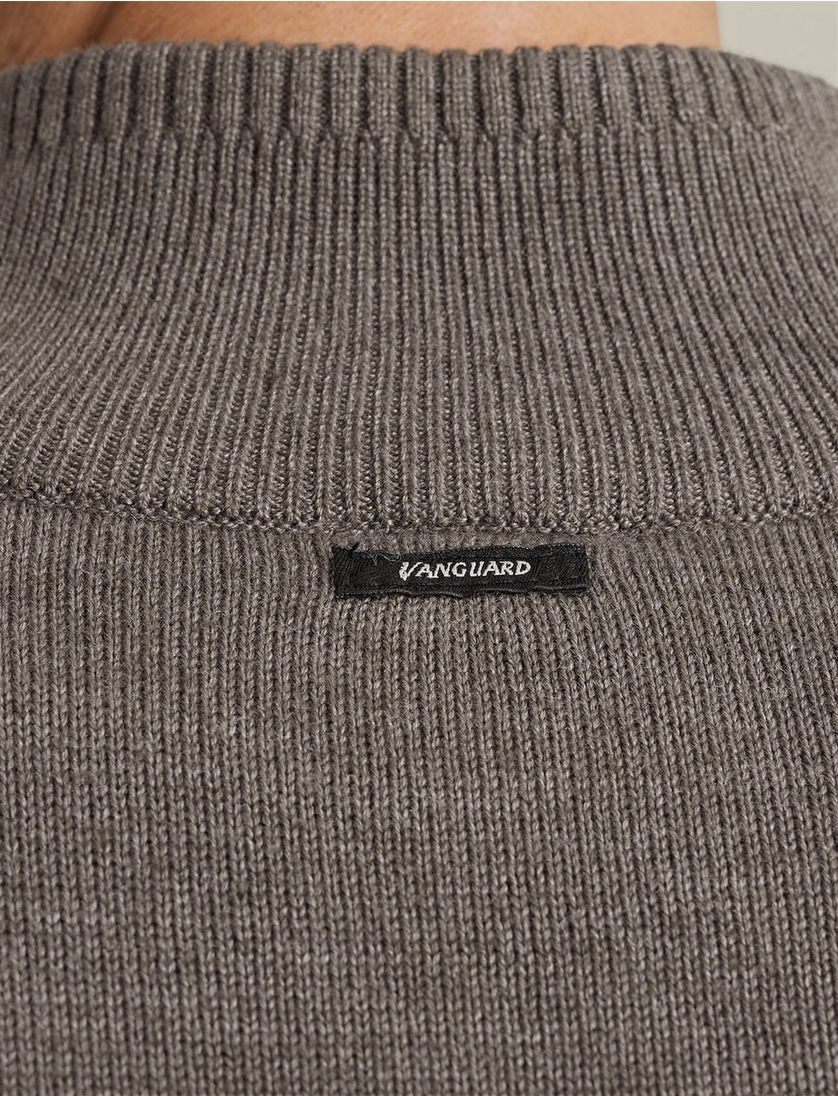 Vanguard vest beige effen katoen outdoor rits hoge hals