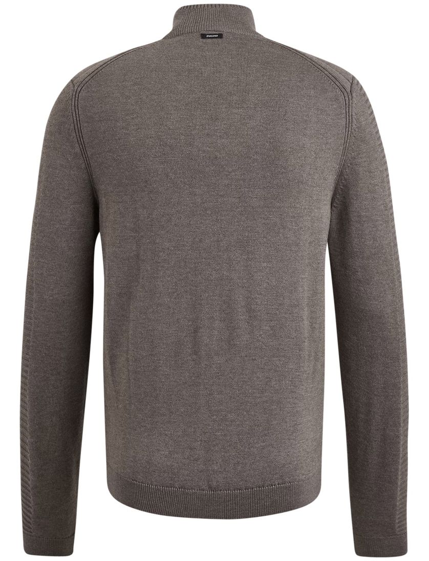 Vanguard vest beige effen katoen outdoor rits hoge hals