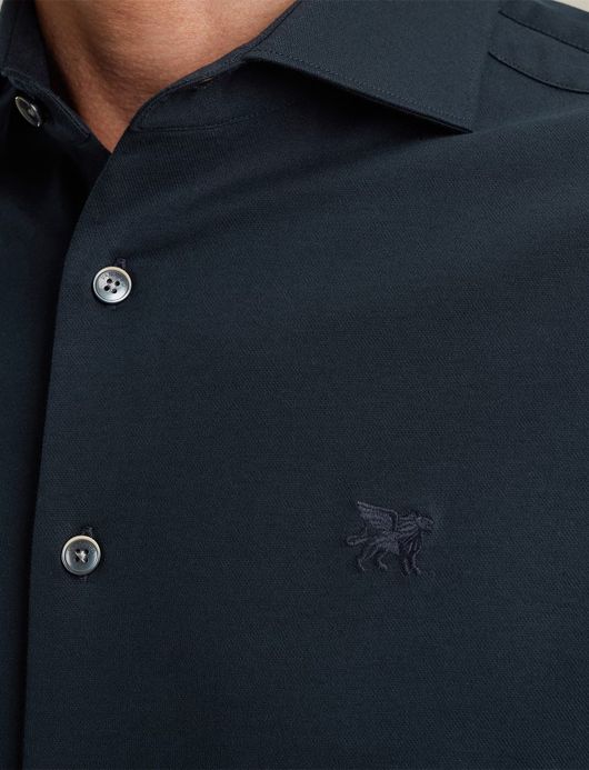 Vanguard overhemd katoen donkerblauw effen wide spread