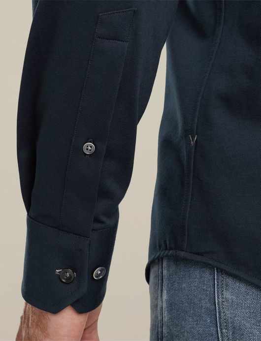 Vanguard overhemd katoen donkerblauw effen wide spread