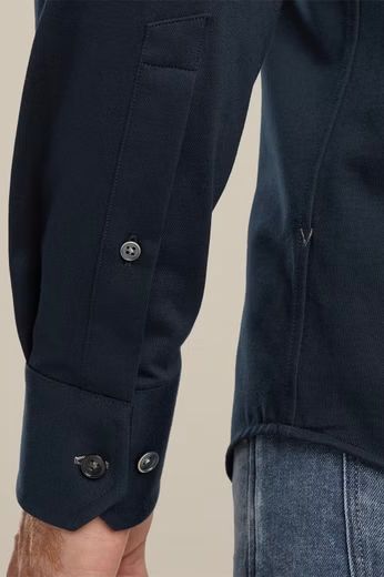 Vanguard overhemd katoen donkerblauw effen wide spread