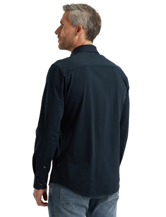 Vanguard overhemd katoen donkerblauw effen wide spread