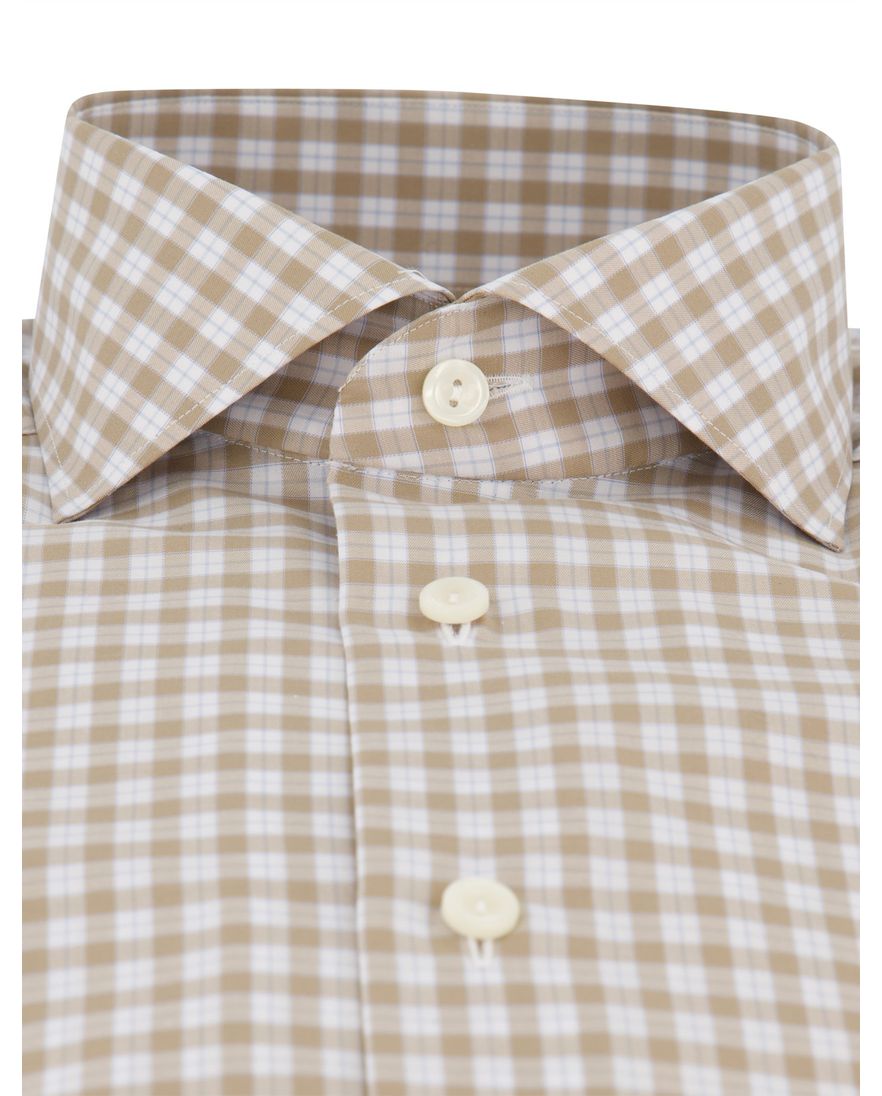 overhemd Eton beige geruit twill