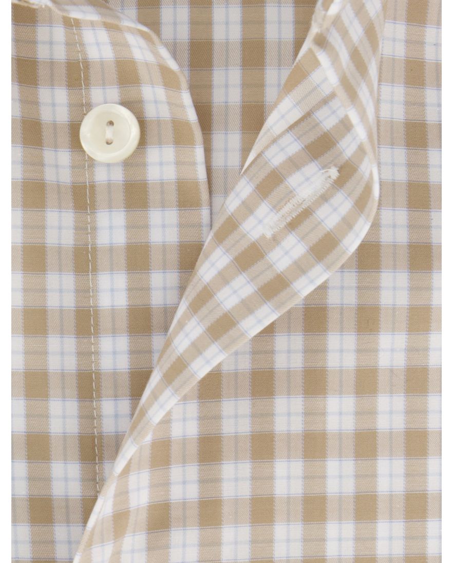 overhemd Eton beige geruit twill
