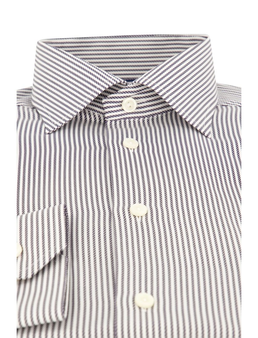 Eton overhemd zwart wit gestreept Classic Fit semi-wide spread boord