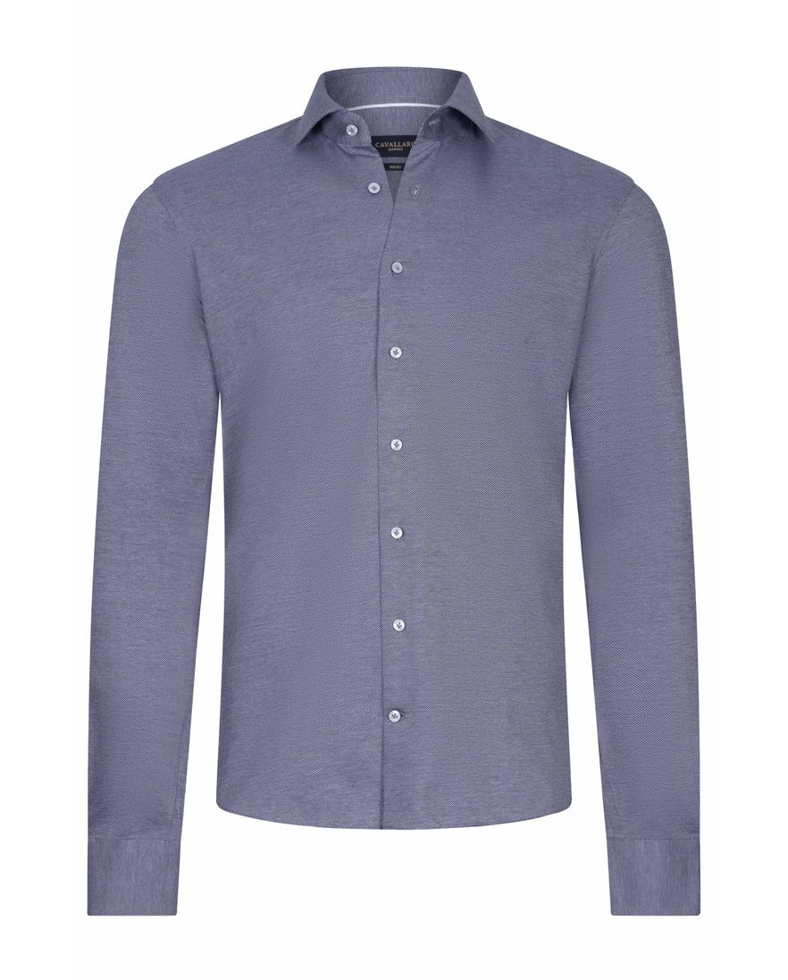 Cavallaro Viato overhemd donkerblauw katoen wide spread boord