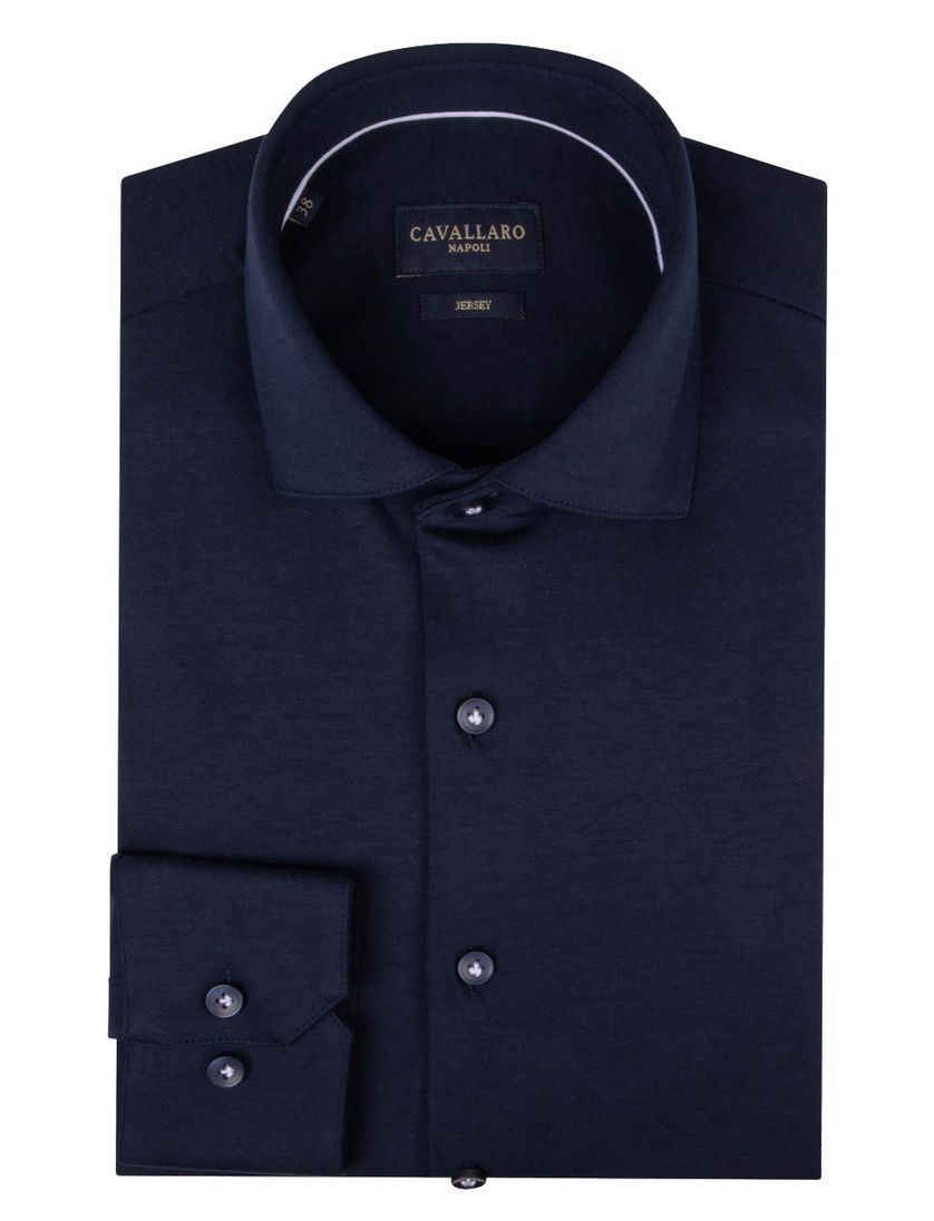 Cavallaro Reanto business overhemd donkerblauw effen katoen slim fit