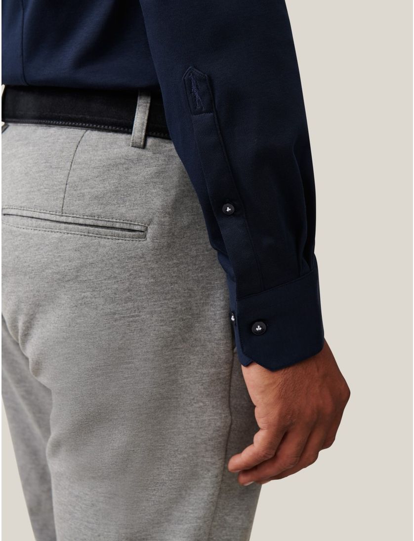 Cavallaro Reanto business overhemd donkerblauw effen katoen slim fit