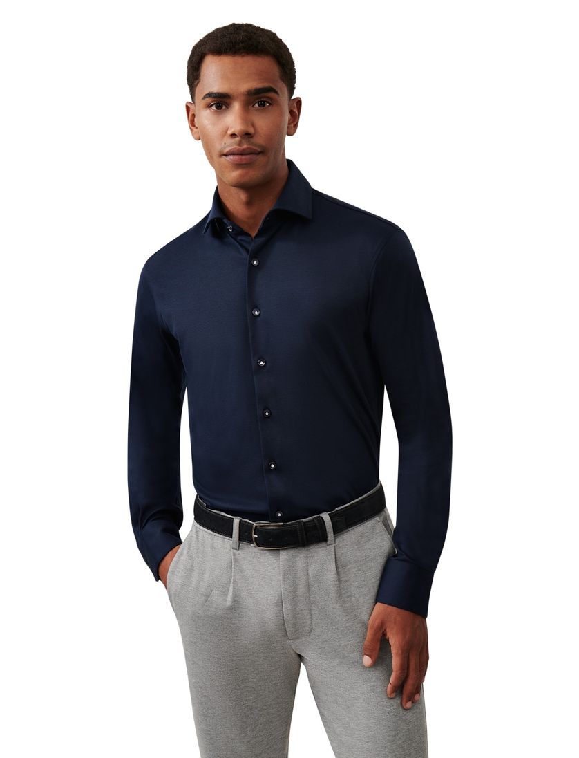 Cavallaro Reanto business overhemd donkerblauw effen katoen slim fit