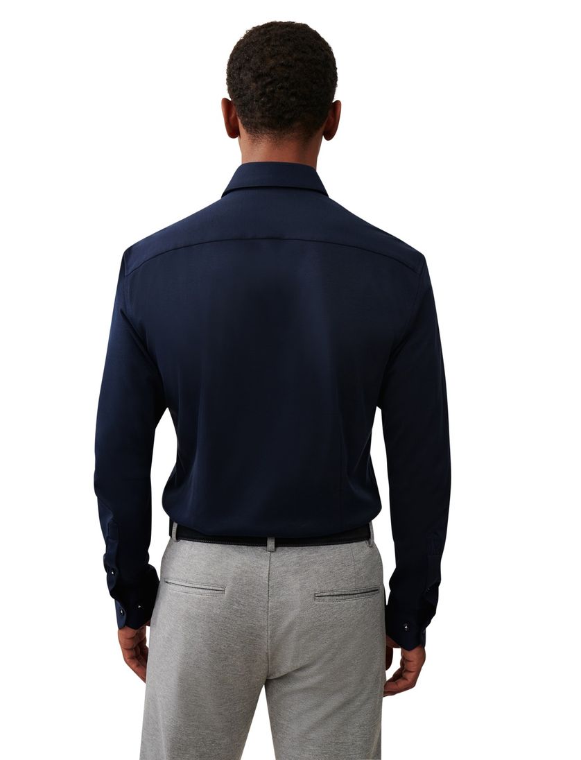 Cavallaro Reanto business overhemd donkerblauw effen katoen slim fit