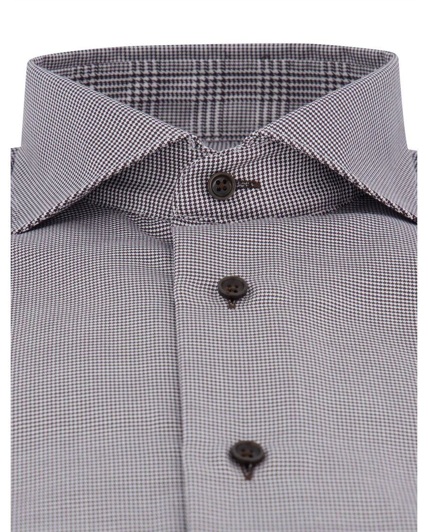 Cavallaro business overhemd Terenzio slim fit bruin geruit