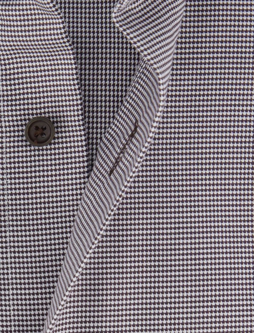 Cavallaro Terenzio business overhemd bruin geruit katoen slim fit