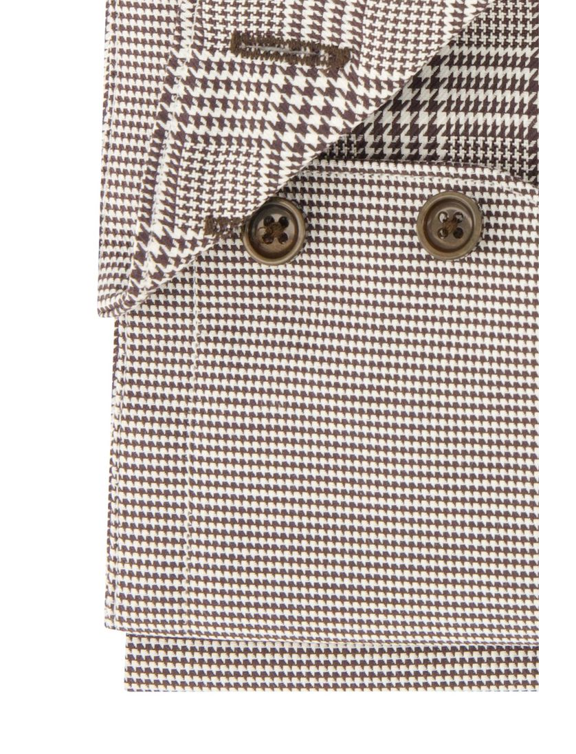 Katoenen Cavallaro overhemd mouwlengte 7 bruin geruit