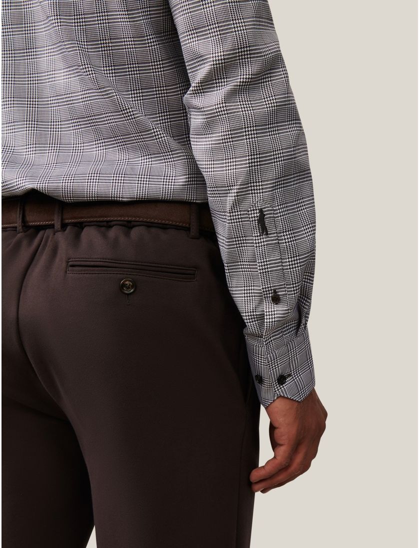 Katoenen Cavallaro overhemd mouwlengte 7 bruin geruit