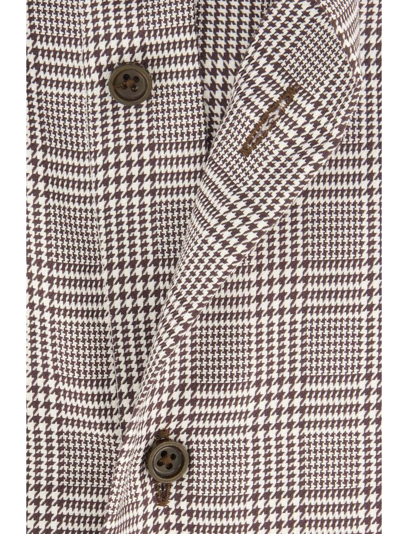 Katoenen Cavallaro overhemd mouwlengte 7 bruin geruit