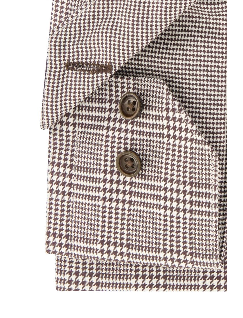 Katoenen Cavallaro overhemd mouwlengte 7 bruin geruit