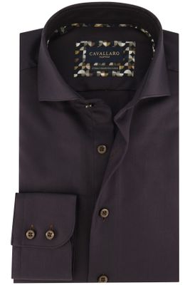 Cavallaro overhemd mouwlengte 7 Cavallaro zwart effen katoen slim fit