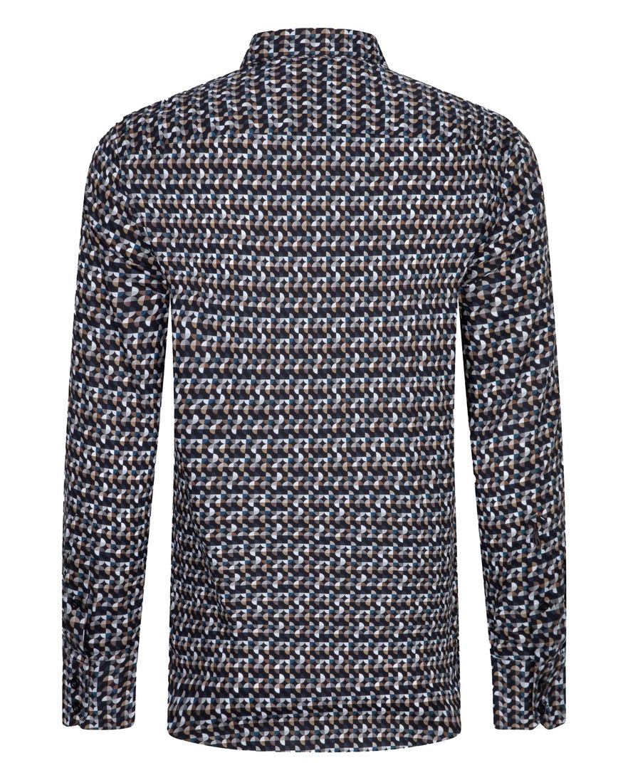 Cavallaro blauw overhemd geprint cut away slim fit