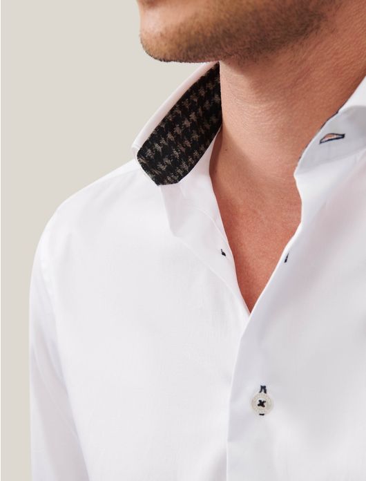 Cavallaro overhemd wit effen slim fit ml 7 wide spread