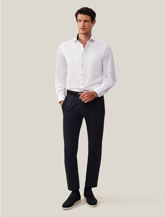 Cavallaro overhemd wit effen slim fit ml 7 wide spread