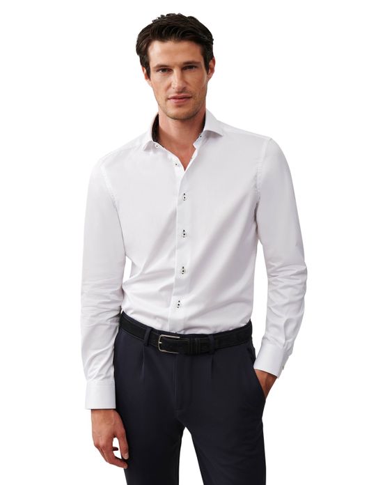 Cavallaro overhemd wit effen slim fit ml 7 wide spread