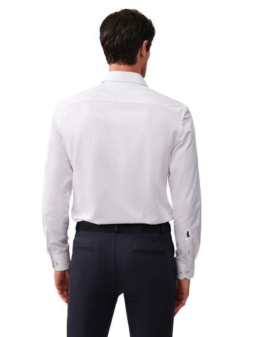 Cavallaro overhemd wit effen slim fit ml 7 wide spread