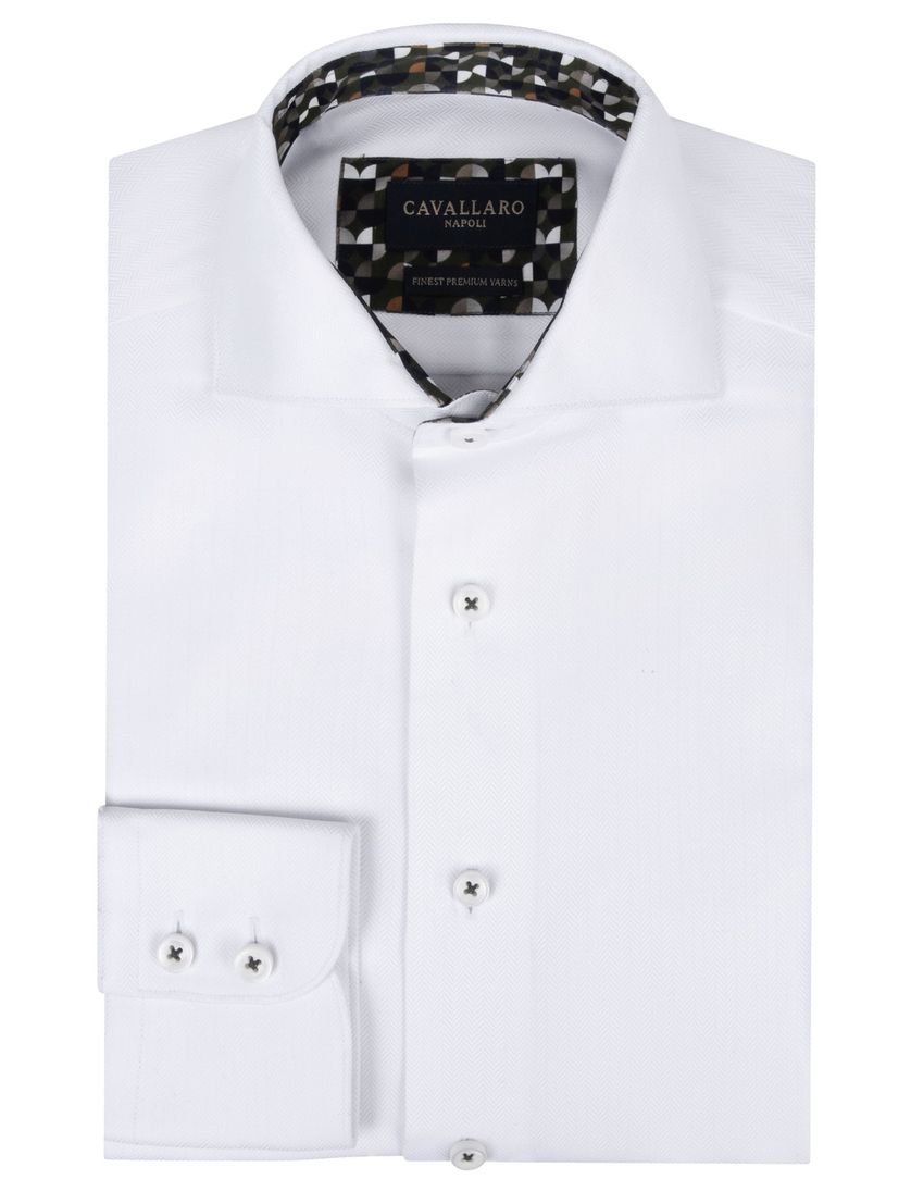 Cavallaro overhemd wit ml 7 cut away slim fit effen