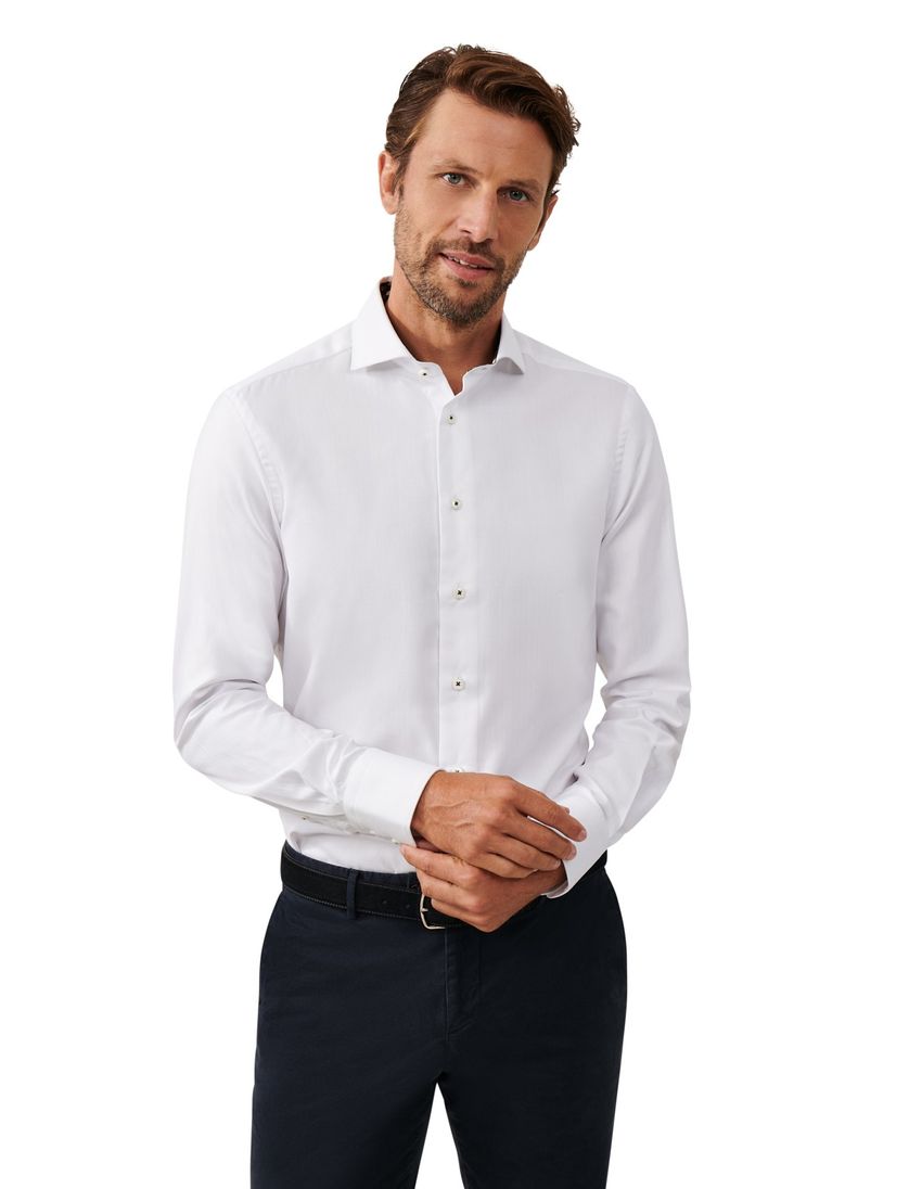 Cavallaro overhemd wit ml 7 cut away slim fit effen