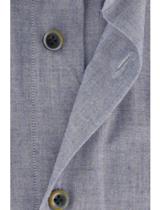 business overhemd Profuomo blauw gemêleerd flanel slim fit