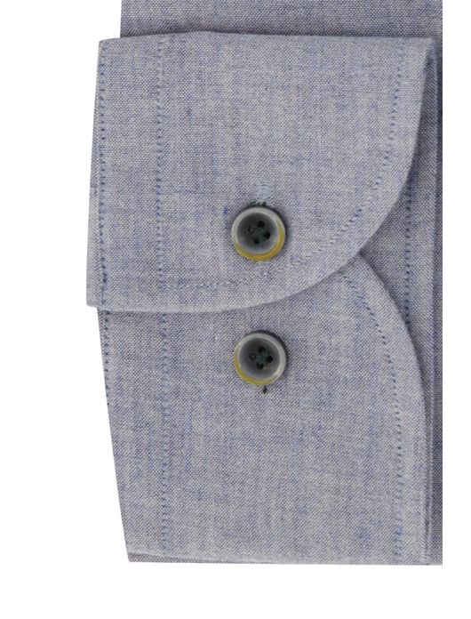 business overhemd Profuomo blauw gemêleerd flanel slim fit