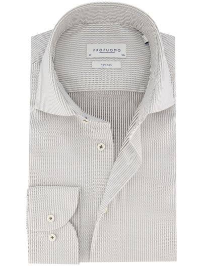 Profuomo Profuomo overhemd wit grijs gestreept strijkvrij