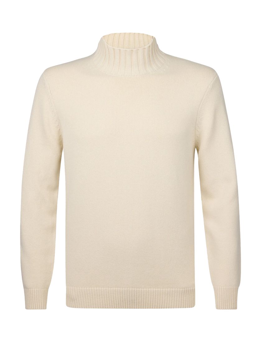 wollen Profuomo trui beige effen normale fit