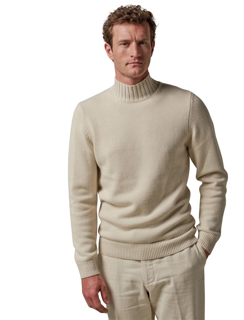 wollen Profuomo trui beige effen normale fit