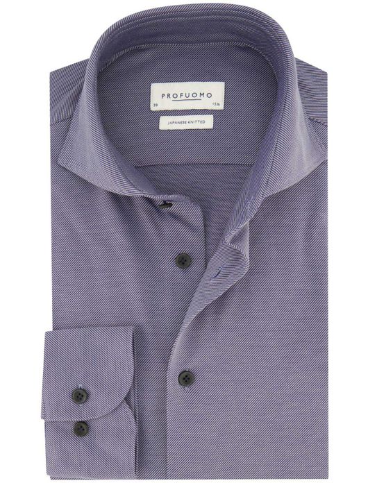 business overhemd Profuomo blauw gestreept katoen, polyester normale fit