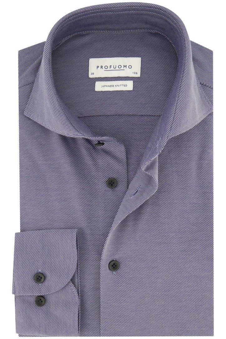 Profuomo business overhemd blauw gestreept katoen