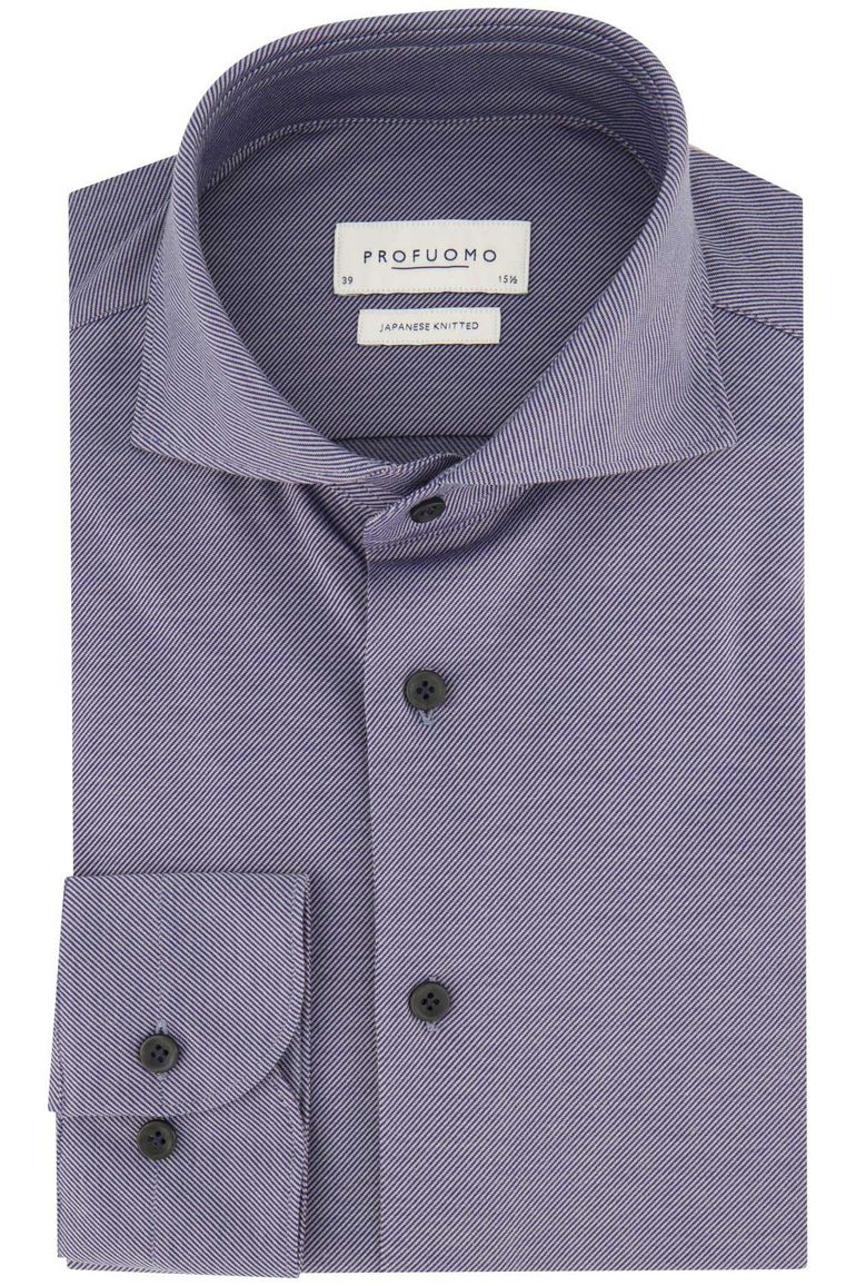 business overhemd Profuomo blauw gestreept katoen, polyester normale fit