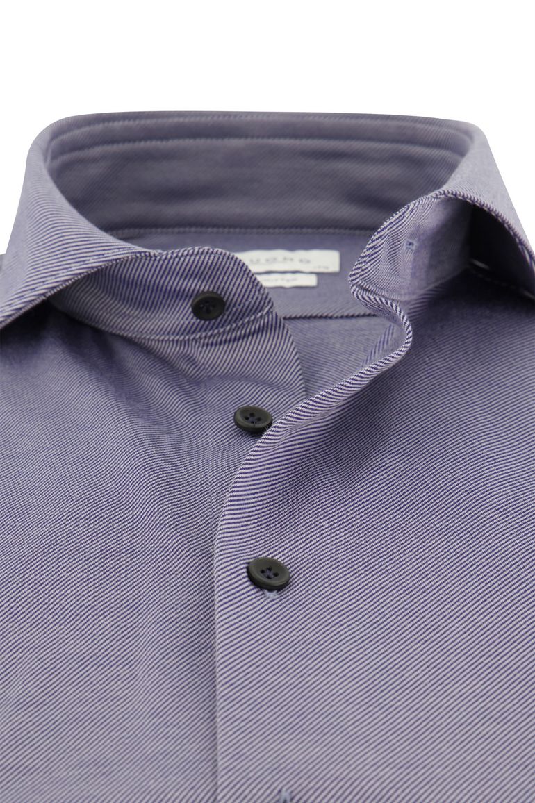 business overhemd Profuomo blauw gestreept katoen, polyester normale fit