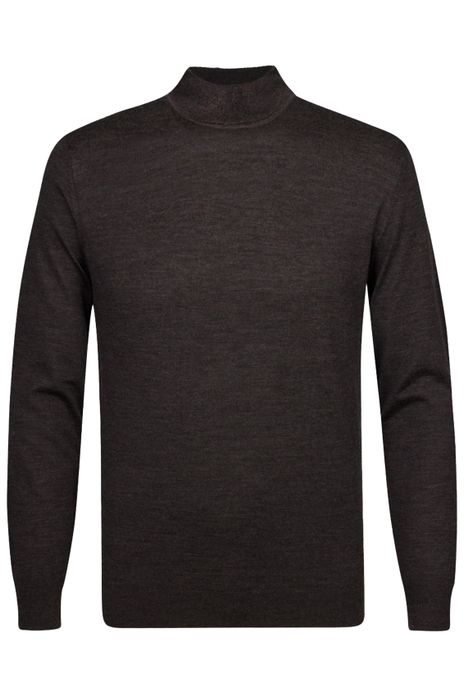 Profuomo trui donkerbruin normale fit effen wol