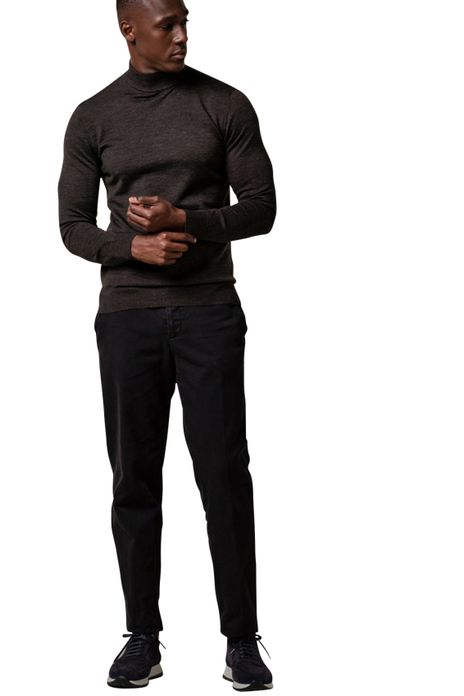 Profuomo trui donkerbruin normale fit effen wol