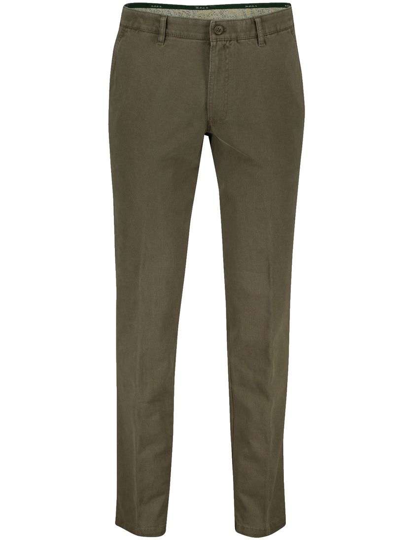 M.E.N.S. katoenen chino bruin effen normale fit