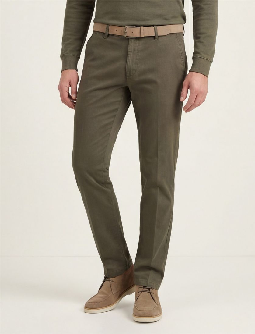 M.E.N.S. katoenen chino bruin effen normale fit