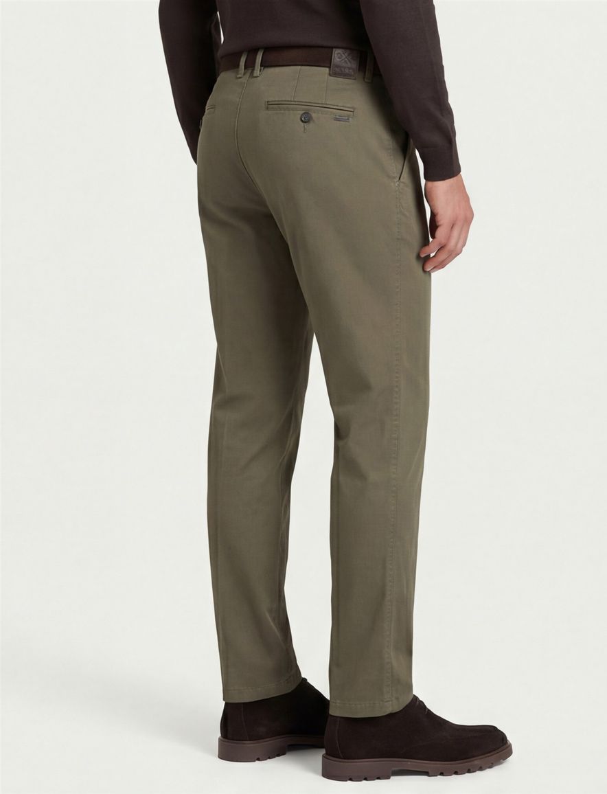 M.E.N.S. katoenen chino bruin effen normale fit