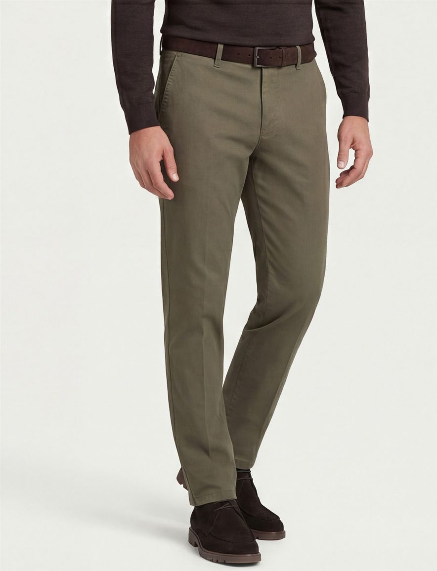 M.E.N.S. katoenen chino bruin effen normale fit