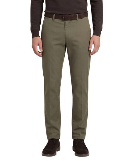 M.E.N.S. M.E.N.S. Madison katoenen broek bruin effen normale fit