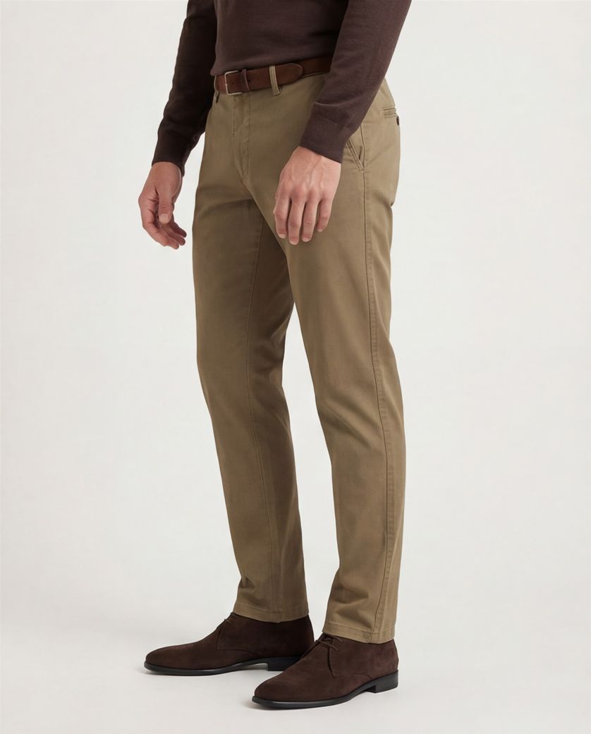 pantalon M.E.N.S. beige effen Madison normale fit