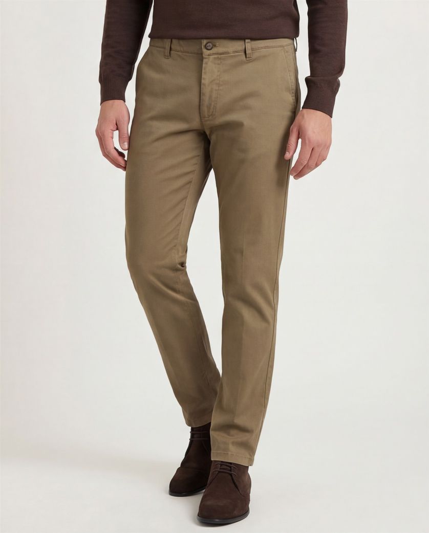 pantalon M.E.N.S. beige effen Madison normale fit