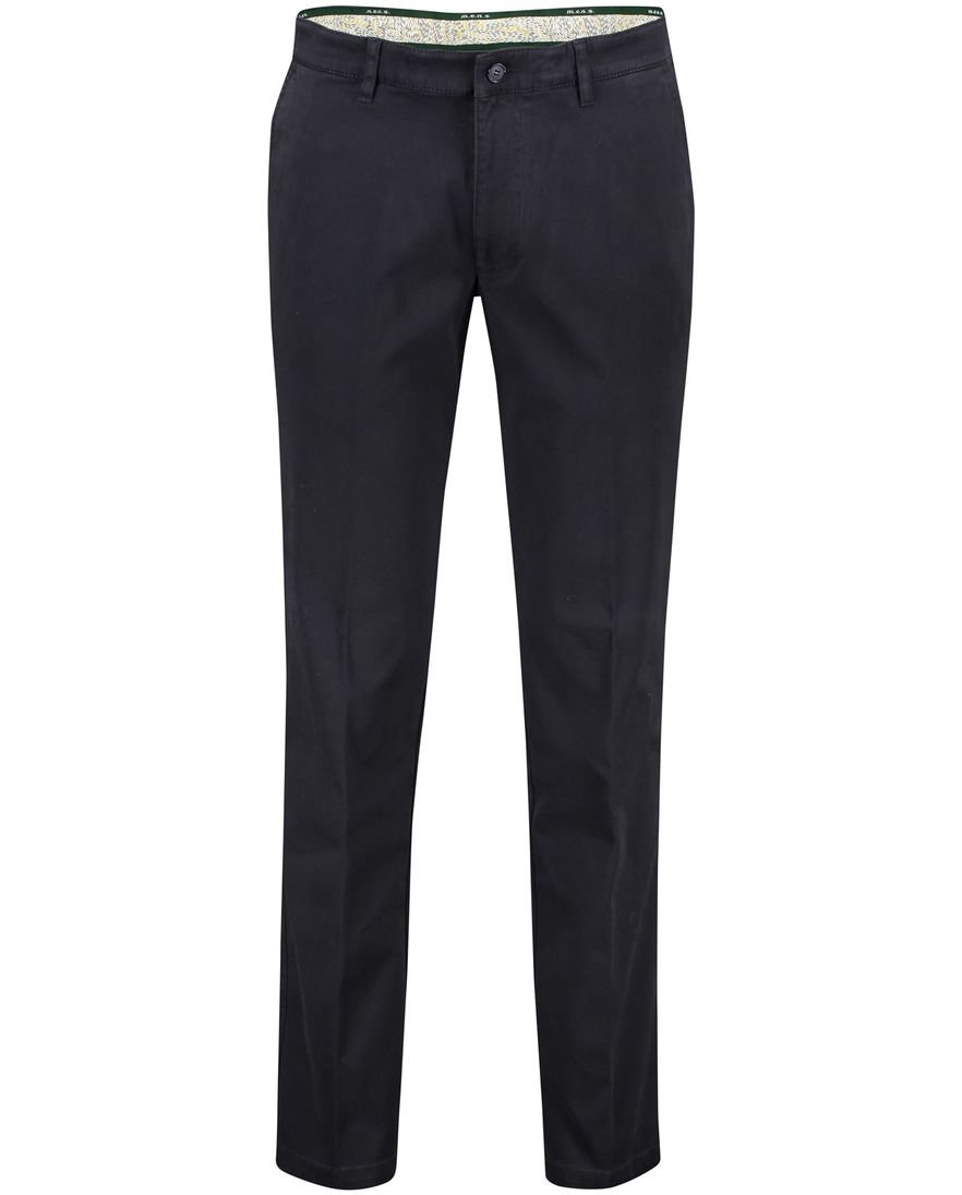 M.E.N.S. katoenen broek donkerblauw effen met stretch